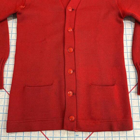 Vintage Imperial Cardigan Mens Size 38 1940s 1950s Made in USA Distressed Red - Picture 6 of 15